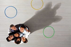 Business men and women in circles